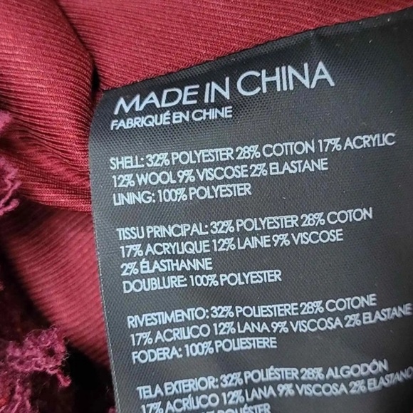 Club Monaco Blazer Cropped Puff-Shoulder Burgundy Blazer Jacket NWT - Picture 9 of 9